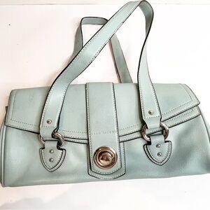 Faux Leather Blue Shoulder Bag